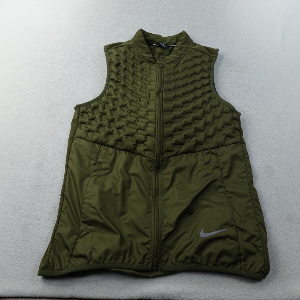 Nike AeroLoft Running Vest Mens Medium Olive Green Down Packable 928501